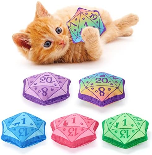 CiyvoLyeen Plush D20 Dice Catnip Toys for Indoor Cats 5 Pack by CiyvoLyeen