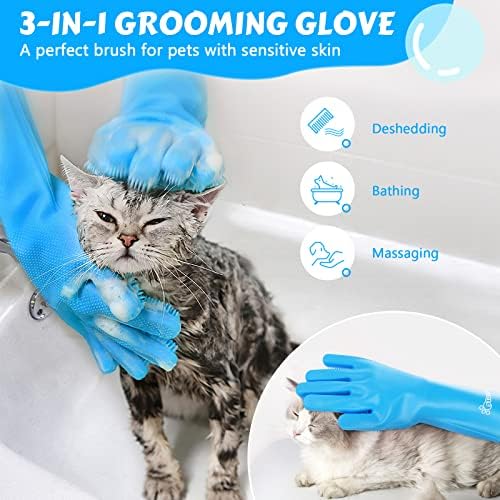 Pecute Silicone Pet Grooming Gloves for Washing Cats Dogs Bath Brush - Image 2
