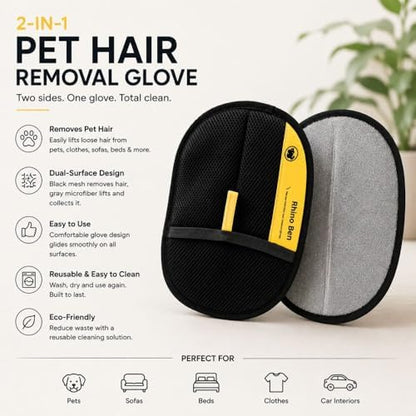 Pet Hair Removal Gloves for Dogs & Cats Reusable Electrostatic Grooming Mitt, Deshedding Tool for Furniture, Carpet, Couch & Clothes Gentle Massage & Easy Cleaning (Pack of 2) - Image 5