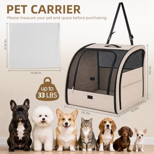 Dog Car Seat for Small Medium Dogs & Cats, Soft-Sided, Beige - Image 2