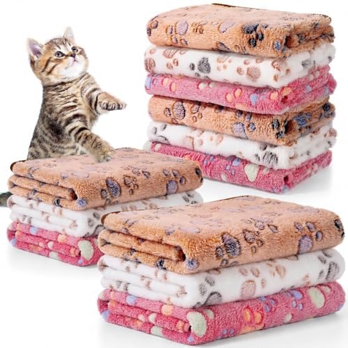 Tegeme 12 Pcs Puppy Blanket for Cat, 23 x 16 Inch Pink, Beige, Camel by Tegeme