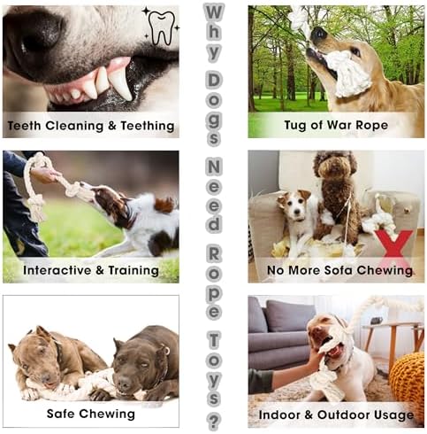 Barida Natural White Tough Dog Rope. Premium Non-Toxic Cotton Interactive Large Dog Toys, Tug of War, Chew Rope - Image 4