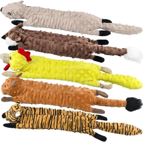 SHARLOVY Dog Squeaky Toys 5 Pack, Bubble Plush Puppy Teething Pet Toys, Crinkle No Stuffing Animals Dog Toy, Doggies Chew for Large Small Medium Breeds by SHARLOVY