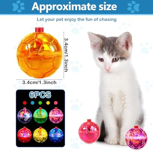 Sratte 6 Pcs Cat Ball Ghost Hunting Light up Toy, Bright Color - Image 2