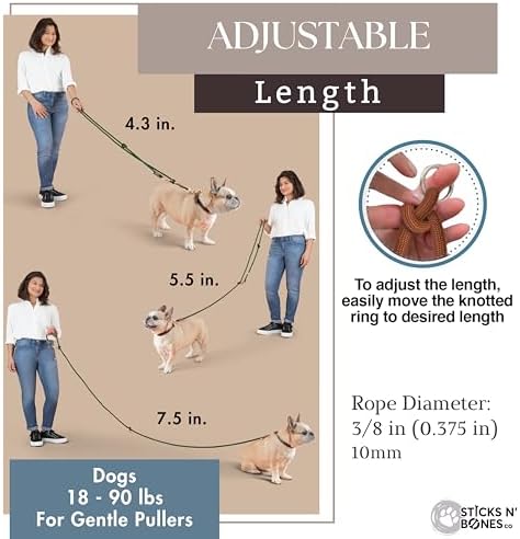 Hands Free Dog Leash, Waist Leash for Dog Walking, Crossbody, Multifunctional, Black Dog Lead, Running, 2 Dogs, Dual Handle, Dog Training, Adjustable Lead 4.3ft - 7.5ft, 3/8" (10mm) Diameter. - Image 6