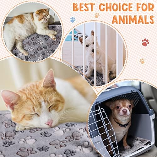 Tatuo 4 Pack Fleece Dog Blanket for Pet,Gray,41 x 30 Inch,Paw - Image 5