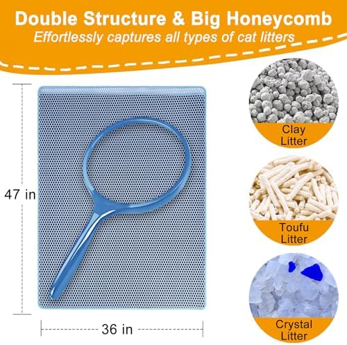Cat Litter Mats-Extra Large 47''x36'' Litter Catcher Mat for Cat-XXL Litter box Matt for Floor-2 Layer Catcher Rug for Pet kitty Litterbox-Waterproof Urine Proof,Non-Slip,Blue - Image 2