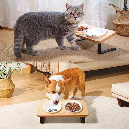 COMESOON 5" Ceramic Cat Bowl with Fish Bone Pattern, Cat Food Bowl for Food and Water, Healthy Cat Dishes for Indoor Cats and Small Dog, Dishwasher Safe & Microwaveable - White - Image 5