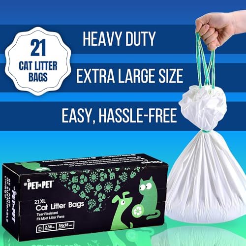 Pet N Pet Cat Litter Box Liners, 21 Count, Drawstring Bags Extra Large Fit - Image 2
