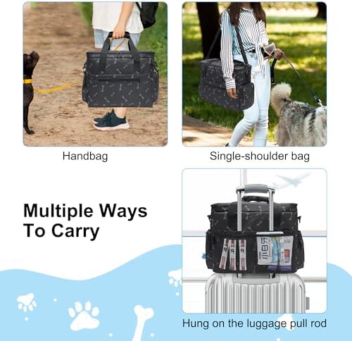MYDAYS Dog Travel Bag, Pet Luggage Suitcase, Weekend Tote Carrier with Collapsible Bowl (Black1) - Image 4