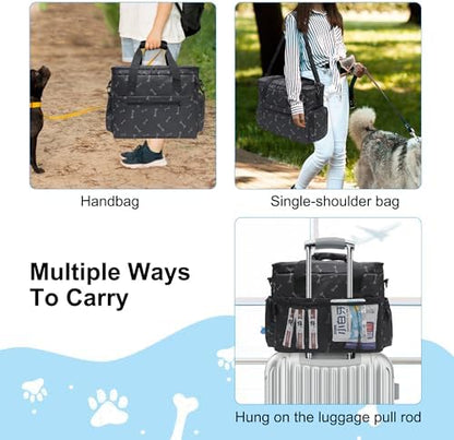 MYDAYS Dog Travel Bag, Pet Luggage Suitcase, Weekend Tote Carrier with Collapsible Bowl (Black1) - Image 4