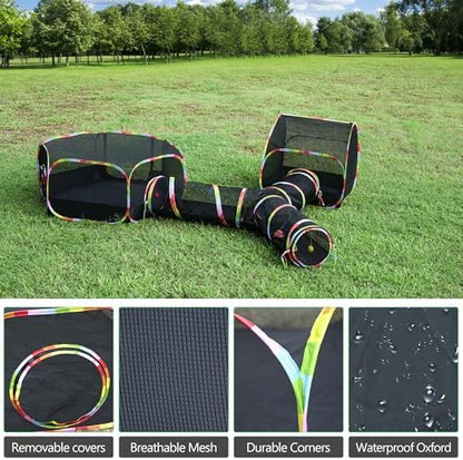 Outdoor Cat Enclosure, 3-in-1 Portable Pop Up Cat Mesh Tent with Tunnel for Cat Run, Easy Set Up and Foldable Outdoor Catio for Indoor Cats, Rabbits & Small Animals, Includes Storage Bag - Image 5