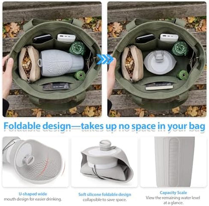 Portable Dog Water Bottle, Leak Proof Collapsible Water Bottles Lightweight Dog Water Bottle Suitable for Pets Outdoor Walking, Hiking, Travel, Camping (Gray, 20.9, Ounces) - Image 4