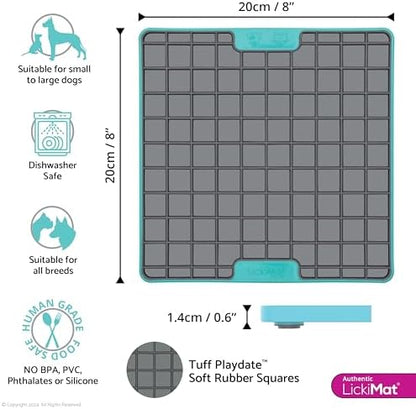 LickiMat Tuff, Heavy-Duty Playdate, Dog Slow Feeder Lick Mat, Boredom Anxiety Reducer; Perfect for Food, Treats, Yogurt, or Peanut Butter, Fun Alternative to a Slow Feed Dog Bowl, Turquoise - Image 3