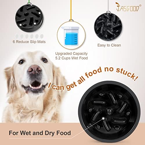 JASGOOD Large Dog Feeder Slow Eating Pet Bowl for Raised Pet Feeders Preventing Choking Food Water Bowl Elevated Diners Replacement Bowl (Black,Large,Fit Opening 8.9"-9.25") - Image 5