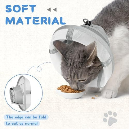 Supet Cat Cone Collar Soft, Air Mesh Recovery Collar to Stop Licking, Breathable Neck Cone Alternative, Lightweight Cat Head Cone Anti Scratch (White,S) - Image 3