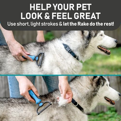 Maxpower Planet Pet Grooming Brush and 2X Grooming Gloves Combo - Double Sided Dematting, Deshedding Undercoat Rake for Dogs and Cats - Reduce Shedding Easily - Blue - Image 4