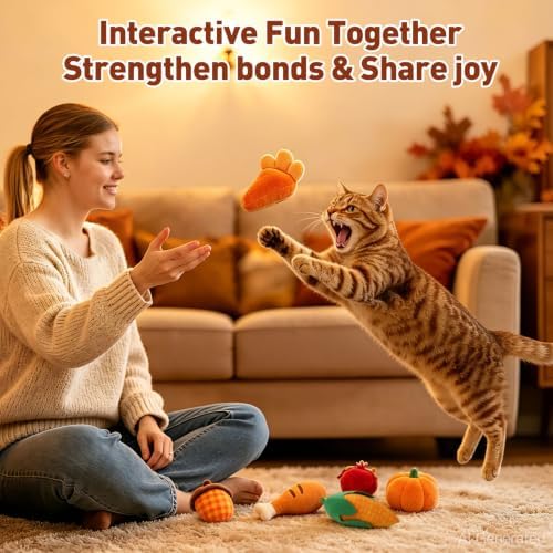 CiyvoLyeen Plush Thanksgiving Catnip Toys for Indoor Cats 6 Pack - Image 6