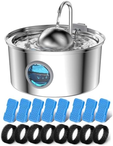 AONBOY Cat Water Fountain with 8 Filters + 8 Sponge Filters by AONBOYPETLIFE