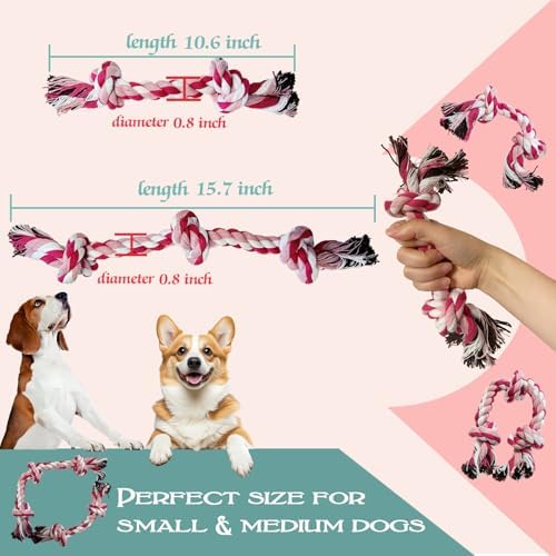 2-Pack Dog Rope Toy Durable Cotton Dog Chew Toys for Aggressive Chewers Interactive Tug of War and Teeth Cleaning for Small to Medium Breed Pets(Pink, Medium) - Image 3