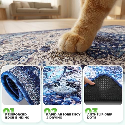 Hompet Cat Litter Mat 2 Pack, 19x30 Machine Washable Trapping Mats for Cats, Super Absorbent & Urine-Proof Cat Litter Box Mat for Floor, Waterproof & Non Slip Kitty Litter Rug - Image 5