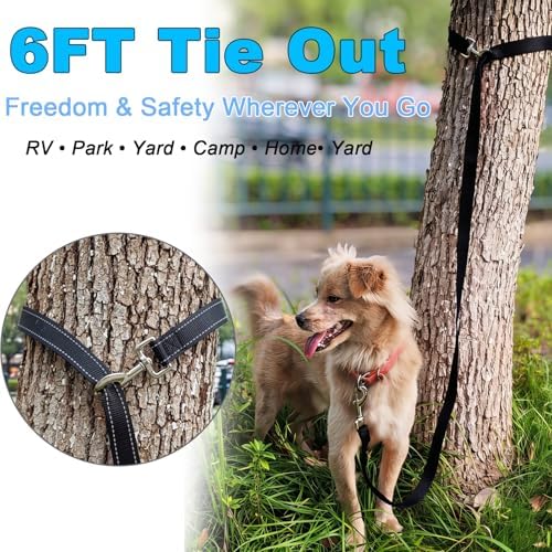 6FT Tie Out Dog Leash Dog Tie down 1"Wide Reflective Nylon Tether - Image 2