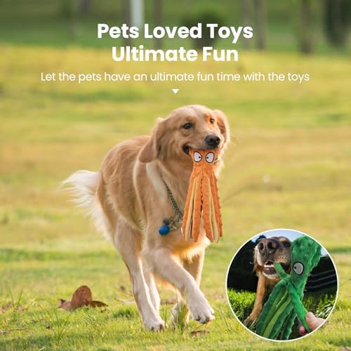 HGB Squeaky Dog Toys No Stuffing Octopus Crinkle for Large Medium Small Dog - Image 4