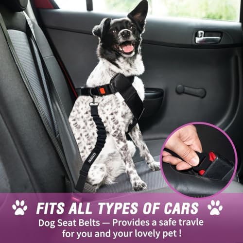 COOYOO Dog Seat Belt, Durability Retractable Dog Car Harness Adjustable Dog Seat Belt for Vehicle Nylon Pet Safety Seat Belts Heavy Duty & Elastic - Image 6