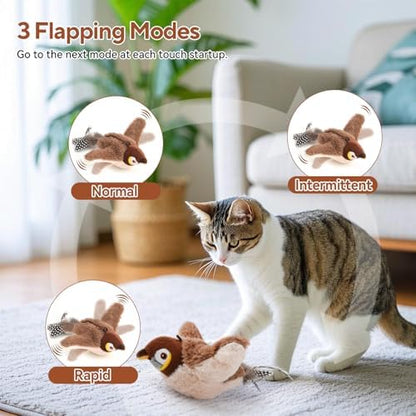 AUSCAT Flappy Bird Cat Toy, Simulated Chirping Bird Cat Toy Flapping Wings, Rechargeable，Interactive Catnip Toys for Indoor Kittens (No Flying) - Image 3