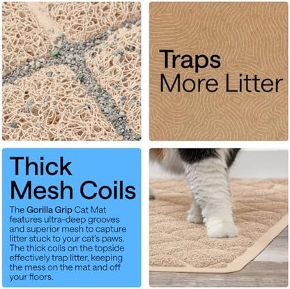 GORILLA GRIP Cat Litter Box Mat, Coiled Mesh Trapping Mats, 30x20 Beige - Image 3