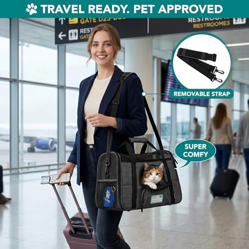 PetAmi Airline Approved Pet Carrier Cats Small Dogs, Large Heather Charcoal - Image 5