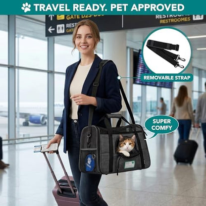 PetAmi Airline Approved Pet Carrier Cats Small Dogs, Large Heather Charcoal - Image 5