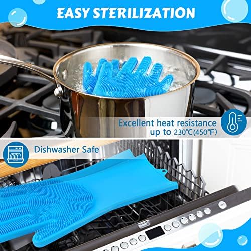 Pecute Silicone Pet Grooming Gloves for Washing Cats Dogs Bath Brush Large - Image 5