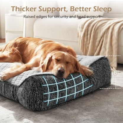 JOEJOY Orthopedic Dog Bed Medium Sized Dogs, Extra Thick Supportive Big Dog Couch Bed with Sides, Ultra Soft Pet Bed Sofa, Light Grey, 35''x25'' - Image 3