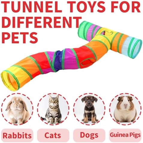 Pet Cat Tunnel, S-T Size Tunnels for Indoor Cats, Collapsible Pet Tunnel for Kitten, Puppy, Rabbit, 25cm-Wide Tunnels, Durable & Breathable, with Peek Hole Toy Ball - Image 2