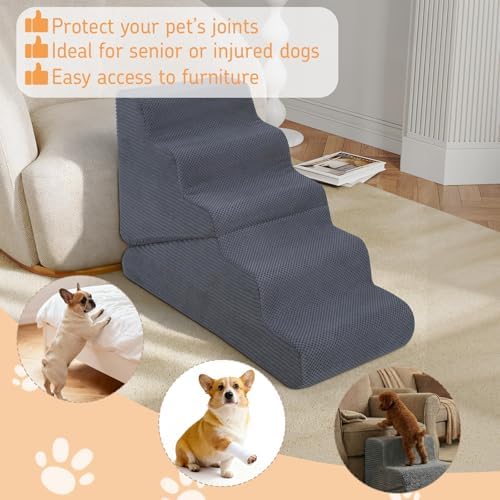 Dog Ramp for Bed, 23" H Dog Stairs for High Bed - Image 3