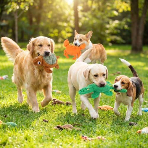 No Stuffing Dog Toys for Puppies, Small & Medium Dogs, 3 Pack Squeaky Crinkle Plush Toys for Teething & Anxiety Relief, Lightweight Interactive Animal Set to Keep Them Busy - Image 5