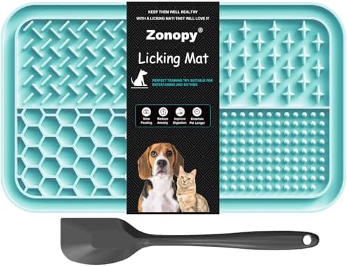Licking Mat for Dogs & Cats with Suction Cups, 1 Pack Dog Slow Feeder Lick Pat for Anxiety Relief, Dog Toys Feeding Mat for Butter Yogurt Peanut, Pets Grooming Bathing Training Mat by GiftsforChildAdultandPet