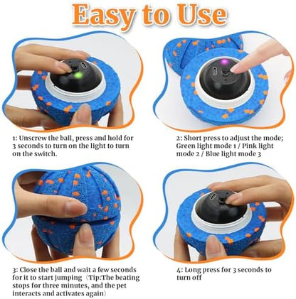 Interactive Dog Toys, Automatic Moving Dog Balls Self Rolling Vibrating Bouncing Ball for Dogs Medium & Large E-TPU Smart Dog Toys Stimulating for Boredom-Blue - Image 4