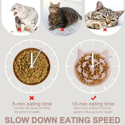 Silicone Cat Slow Feeder, Elevated Slow Feeder Bowl Tilt Design, Suitable for Dry and Wet Food, Adjustable Angle, Cat Food Puzzle with Suction Cup(Pink) - Image 3