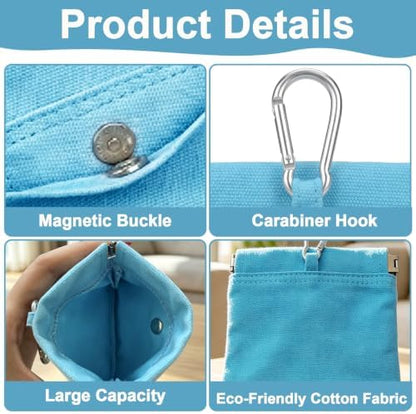 Pocket Sized Pet Training Pouch,Hand Free Dog Walking Bag with Carabiner,Magnetic Buckle & Auto Closing,Cotton Fabric for Puppy Travel or Outdoor Use (Blue) - Image 4