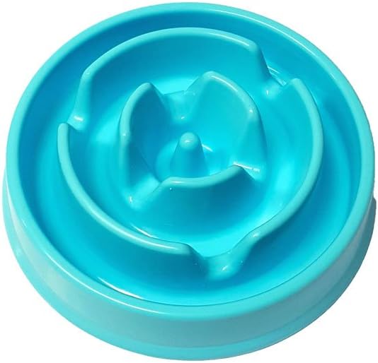ALPHA DOG SERIES Non-Slip Maze Puzzle Bowl Slow Feeder Interactive Stop Bloat Stop Gas Improve Digestion Dog Bowl for Small and Medium Dogs (Blue, Flower)