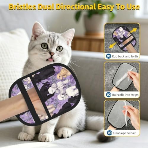 Elegant Poodle Dog Lavender Purple Pet Hair Removal Glove For Cats Dogs - Image 7