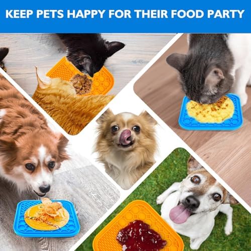 2 PCS Lick Mat for Dogs, Slow Feeder Licking Mat, Anxiety Relief Lick Pad with Suction Cups for Peanut Butter Food Treats Yogurt, Pets Bathing Grooming Training Calming Dog Bowl Mat - Image 7