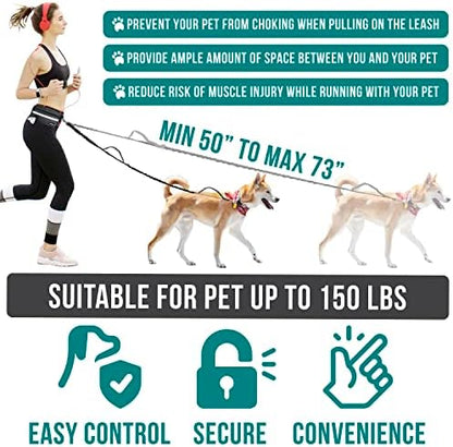 PetAmi Hands Free Dog Leash Waist Belt Bag Fanny Pack, Single, Black - Image 5