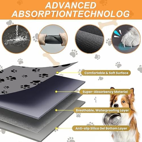 Pet Feeding Mat Dog Cat Food Mat for Floors Waterproof Food and Water Bowl Mats for Indoor Absorbent Non-Slip Dog Food Mat Quick Dry Pet Food Mats 12x20in Light Gray - Image 6