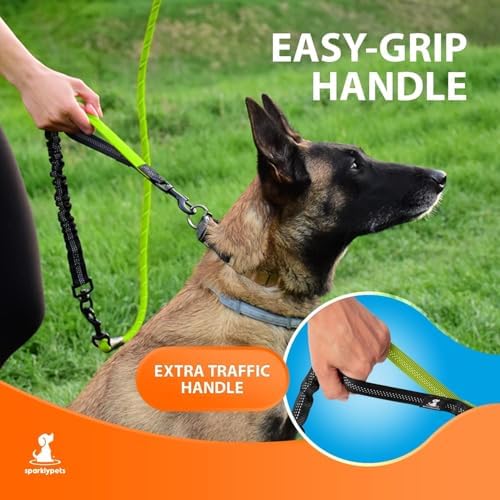 SparklyPets Heavy Duty Bungee Rope Leash (Green, 5.5 Ft Bungee Leash) - Image 3