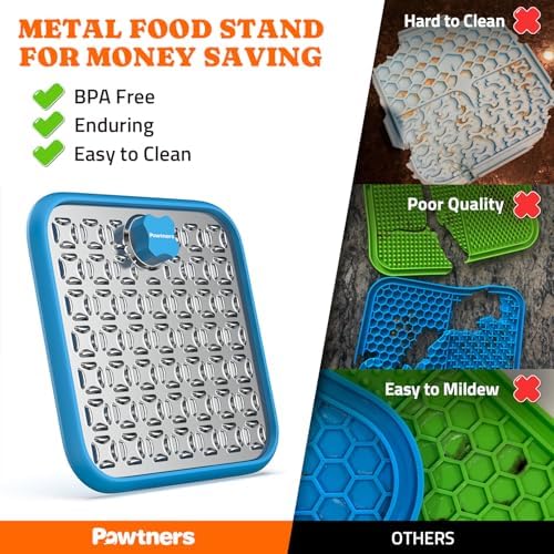 Pawtners Stainless Steel Large Lick Mat for Dogs, 2 Pack, Blue - Image 3