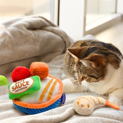 6-Piece Sushi Playset - Catnip Plush Cat Toys, Poke Bowl - Image 3