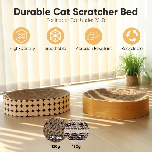 FUKUMARU Cardboard Cat Scratcher Bed, 2-in-1 Oval Cat Scratch Pad - Image 3